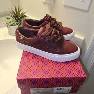 SOLD Tory Burch Quilted Burgundy Sneakers